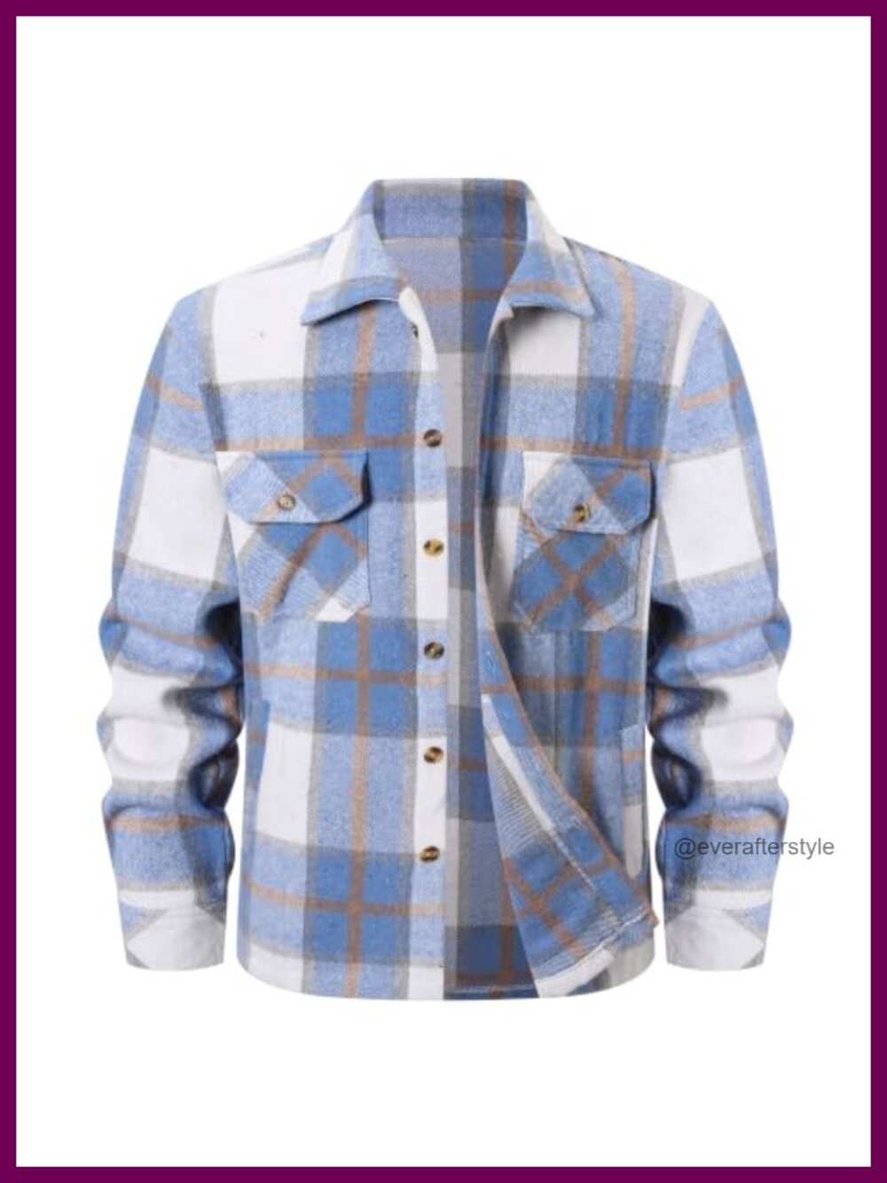 Flannel Shirt Jacket Button Down Shacket Long Sleeve Plaid Casual